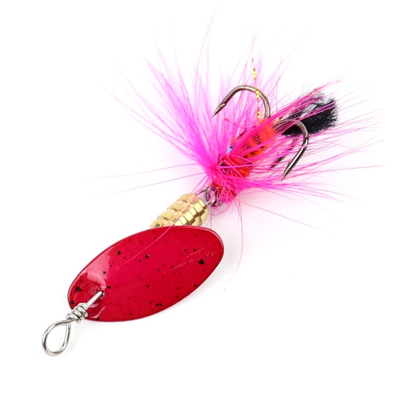 Major Fish Ultralight Spinner Köder mit Fliege Rot Lila UV 5cm 3gramm